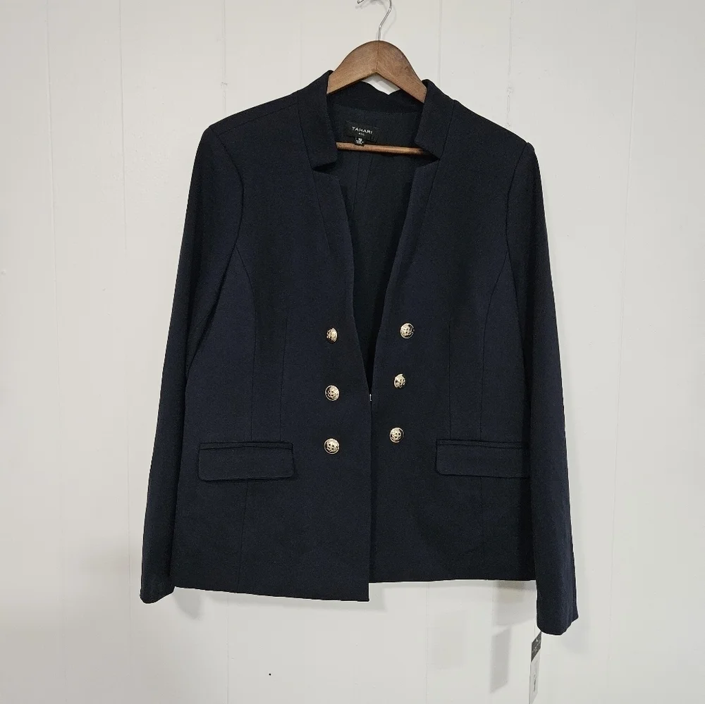 Nwt Tahari ASL Plus Size Ponte Faux-Double-Breasted Blazer - Picture 2 of 6